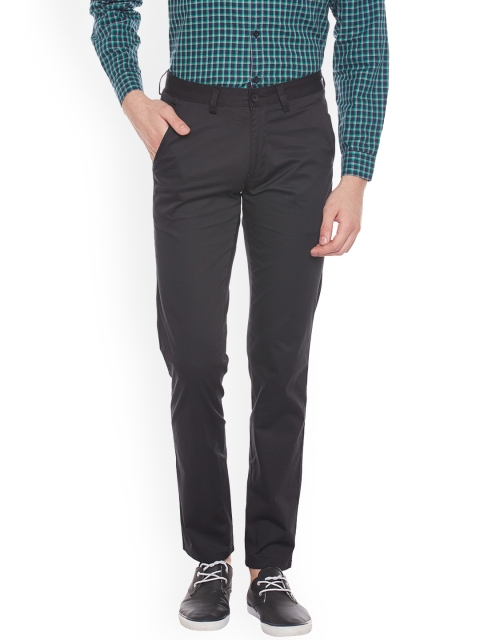 

Richlook Men Black Slim Fit Solid Regular Trousers