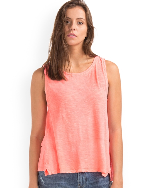 

GAP Women Pink Cotton Slub Swing Pure Cotton Top