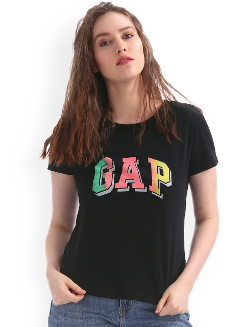 

GAP Women Black Logo Top