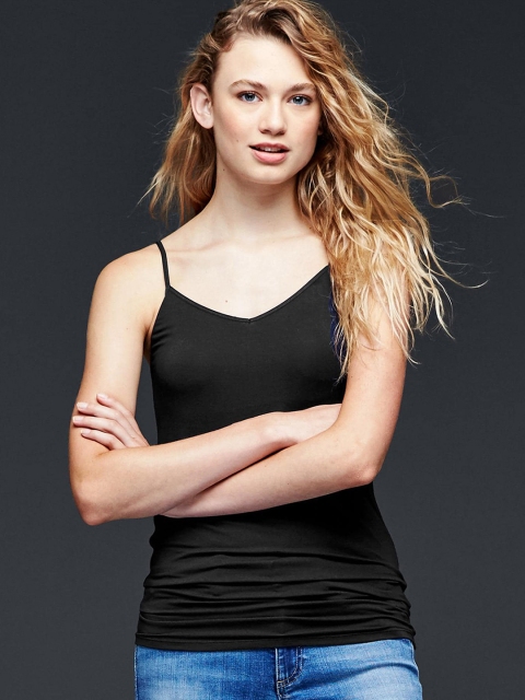 

GAP Women Black Solid Rayon Top