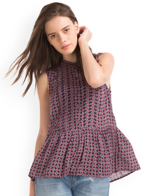 

GAP Women Multicoloured Print Peplum Top, Multi