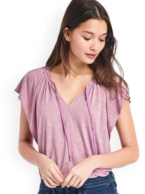 

GAP Women Pink Drapey Flutter Sleeve Top