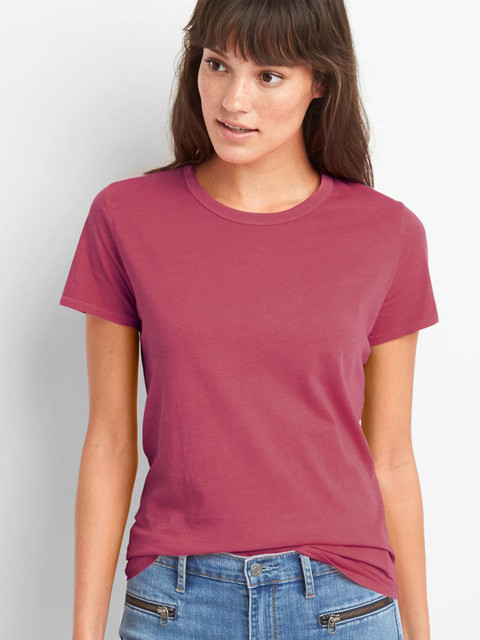 

GAP Women Pink Vintage Wash Crew Neck Top