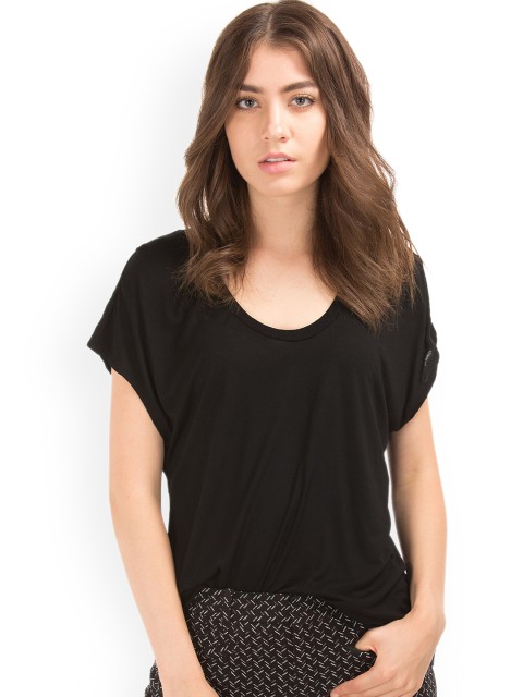 

GAP Women Black Cap Sleeve Scoop Top