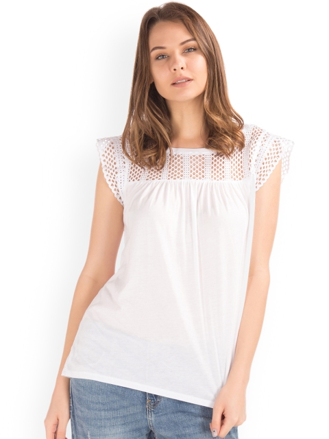 

GAP Women White Crochet Lace Top