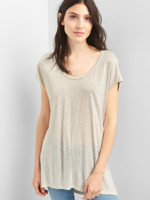 

GAP Women Off White Slouchy Cap Sleeve Top