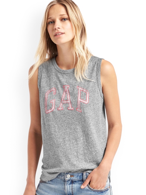 

GAP Women Grey Skinny Logo Muscle Top