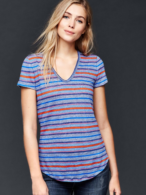 

GAP Women Multi Stripe Linen Top