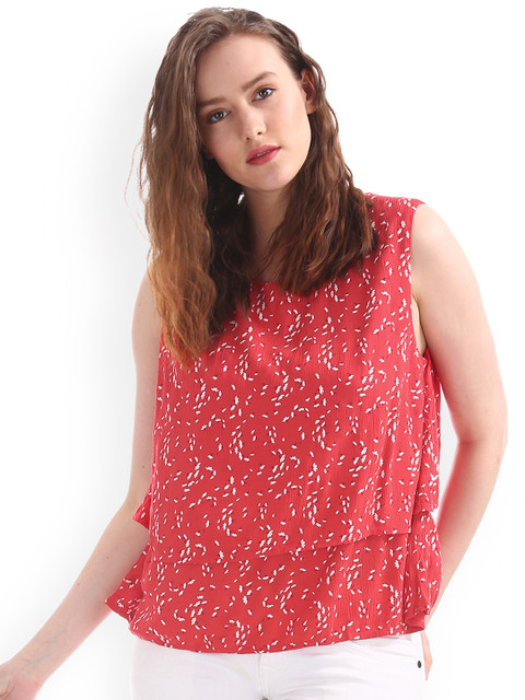 

GAP Women Red Layered Printed Top