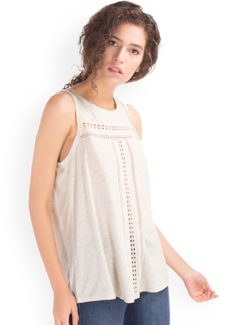 

GAP Women White Crochet Swing Top