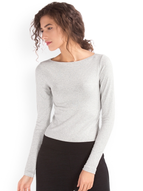 

GAP Women Grey Modern Long Sleeve Boat Neck Top