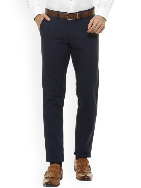 

Van Heusen Men Navy Blue Slim Fit Solid Formal Trousers