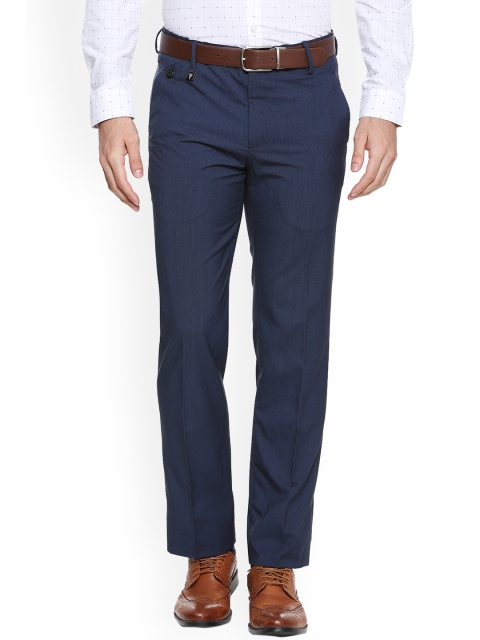 

Van Heusen Men Navy Blue Slim Fit Solid Formal Trousers