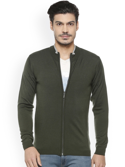 

Van Heusen Men Green Solid Front-Open
