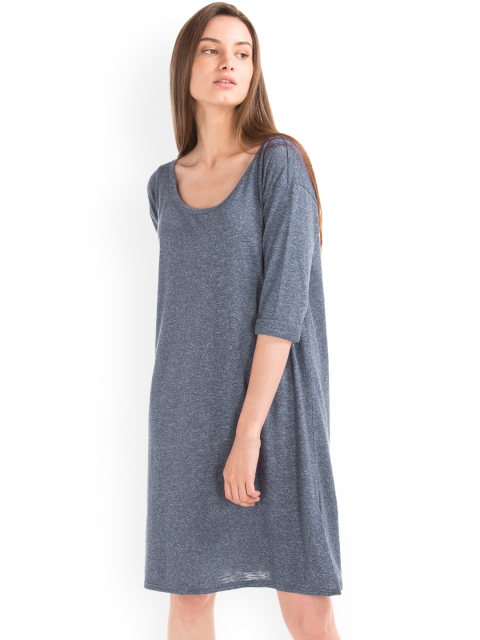 

GAP Women Blue Slub T-shirt Dress