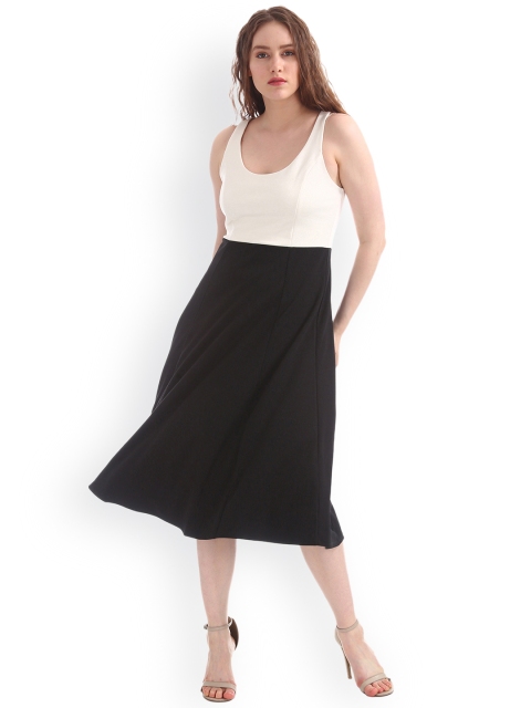 

GAP Women Black Fit And Flare Midi Tank Dress In Ponte