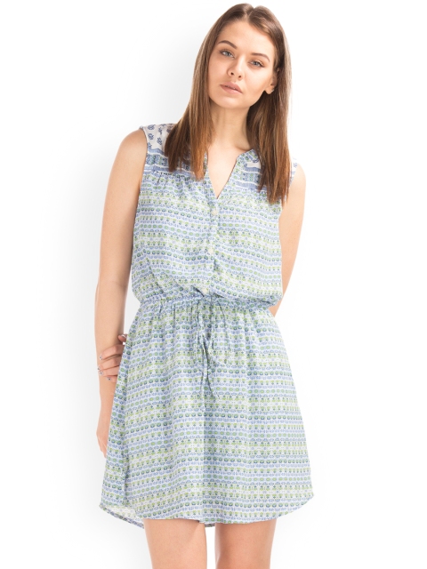 

GAP Women Blue Medallion Shirt Dress