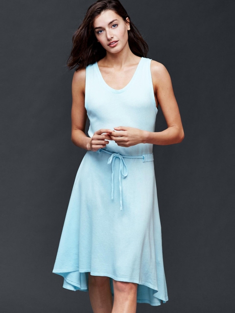 

GAP Women Blue French Terry Sleeveless Dress