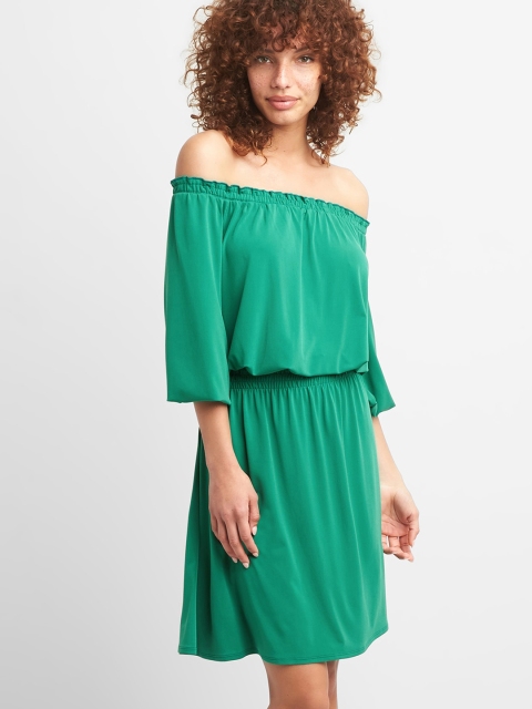 

GAP Women Green Smocked Waist Blouson Dress