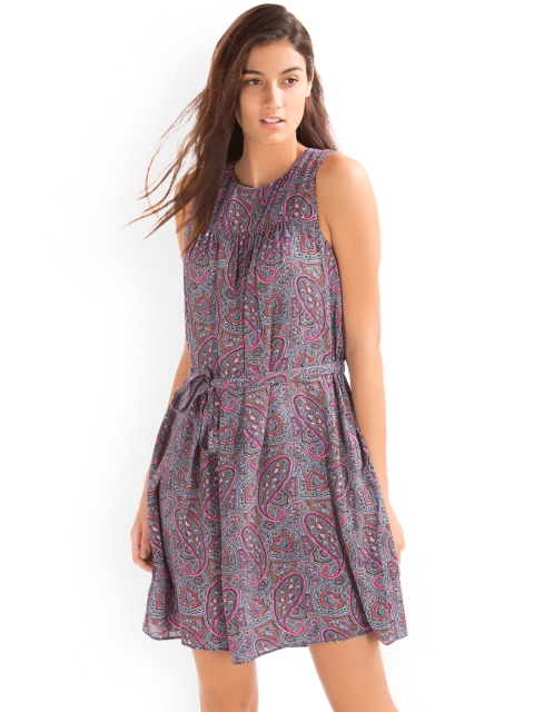 

GAP Women Pink Printed Shirred Swing Dress