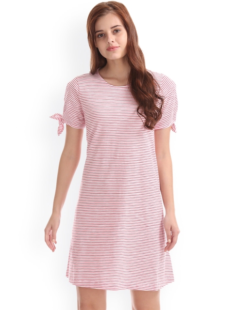 

GAP Women Red Striped Tie Sleeve Swing Dress