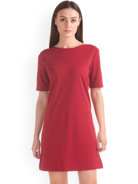 

GAP Women Red Solid Scoop-Back Shift Dress