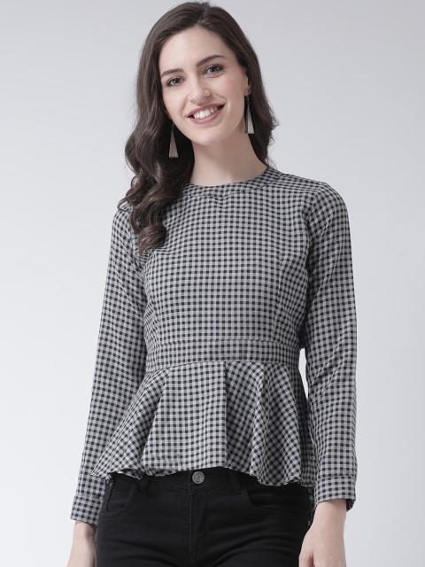 

pinwheel Women Grey Checked Peplum Top