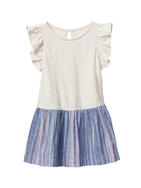 

GAP Girl White and Blue Double-Layer Flutter Keyhole Dress
