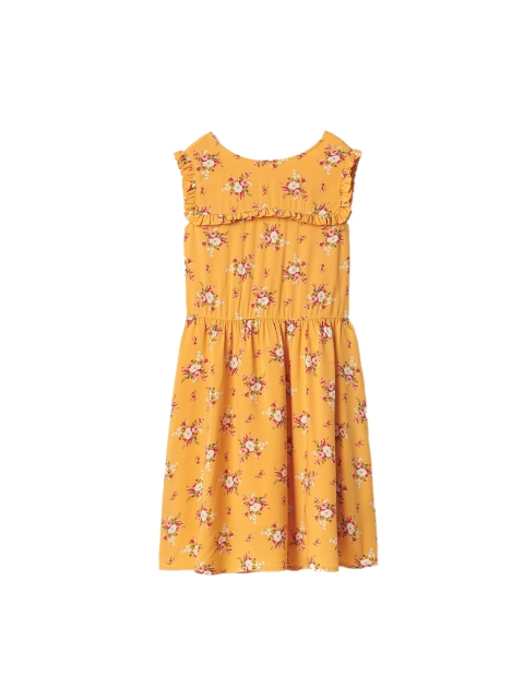 

GAP Girls Yellow Floral Ruffle-Yoke Dress