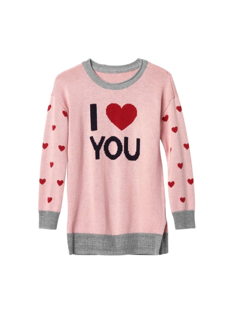 

GAP Girl Pink and Grey Love You Intarsia Sweater Dress