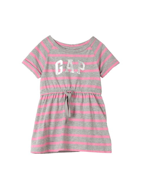 

GAP Girl Pink & Grey Striped Fit And Flare Dress