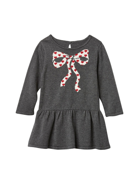 

GAP Girls Charcoal Grey Bow Intarsia Drop-Waist Dress