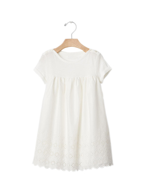 

GAP Girl Eyelet Mix-Fabric Dress, White