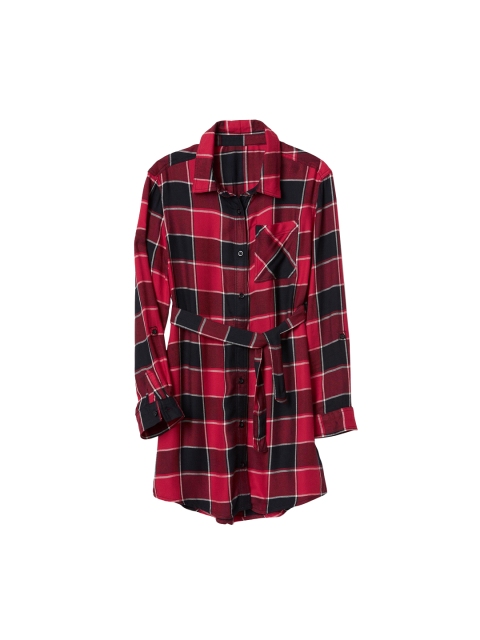 

GAP Girls Red & Black Plaid Tie-Belt Shirtdress