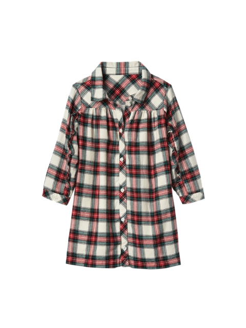 

GAP Girl Red and White Plaid Flannel Ruffle Shirtdress