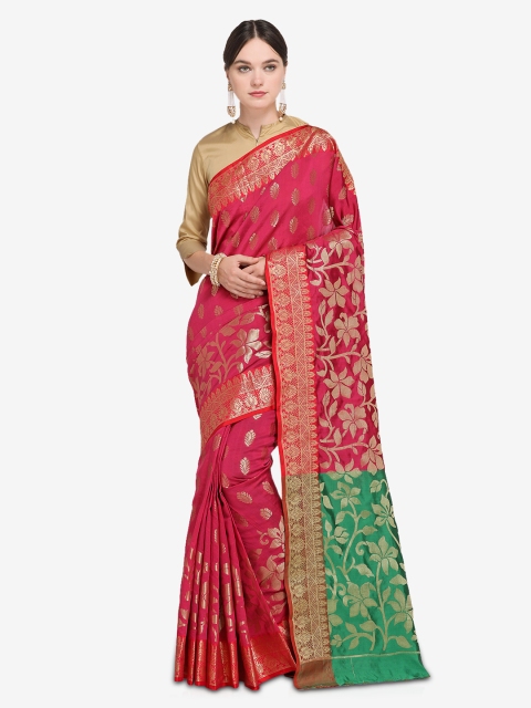 

Saree mall Pink Woven Design Kanjeevaram Saree