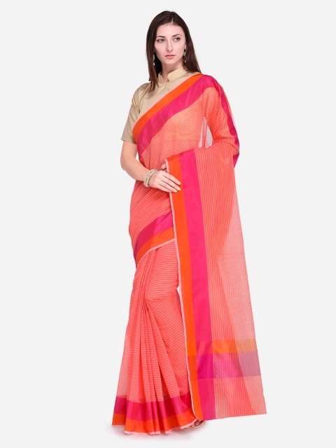 

Saree mall Peach-Coloured Striped Saree