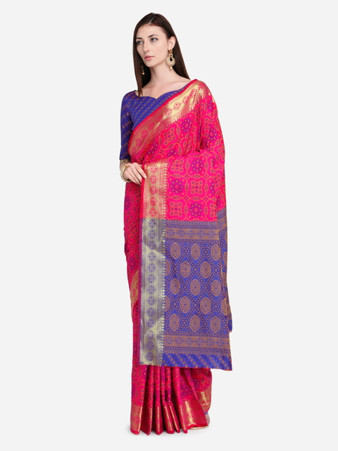 

Saree mall Pink Woven Design Kanjeevaram Saree
