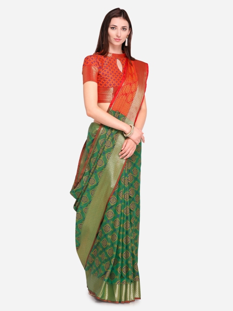 

Saree mall Green Silk Blend Printed Kanjeevaram Saree