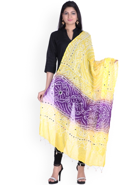 

SOUNDARYA Yellow & Purple Dyed Dupatta