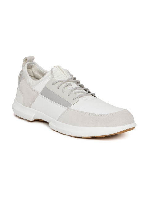 

Geox Men White & Grey Perforated Leather Sneakers