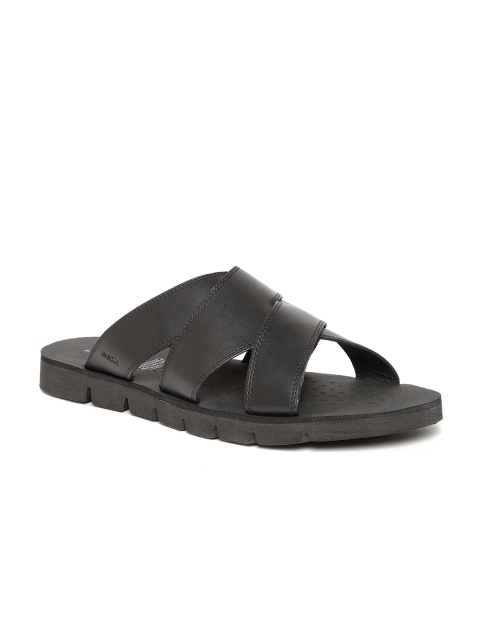 

Geox Men Black Leather Comfort Sandals