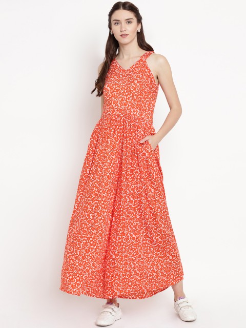 

Abiti Bella Orange Printed Basic Jumpsuit