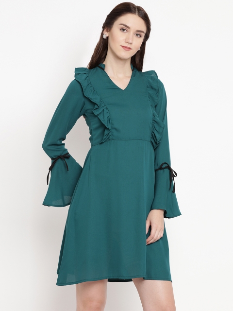 

Abiti Bella Women Green Solid Fit and Flare Dress