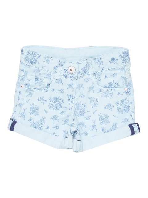 

TALES & STORIES Girls Blue Printed Slim Fit Hot Pants