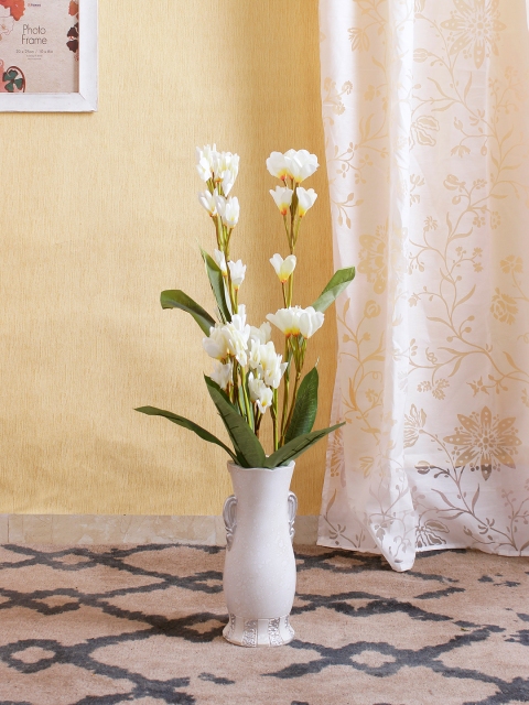 

Fourwalls Set of 3 Artificial White Frangipani Flower Sticks