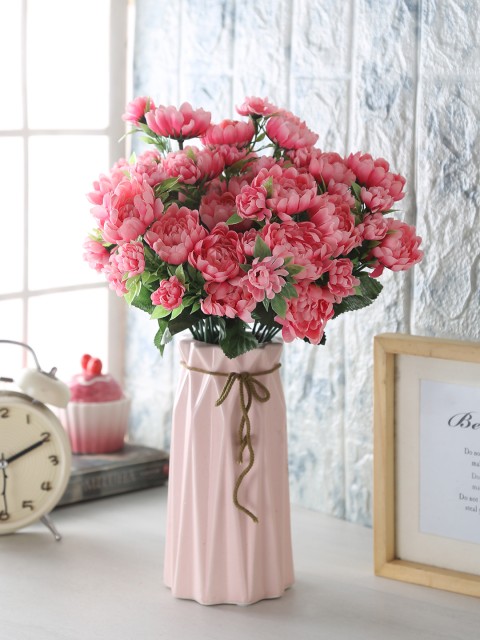 

Fourwalls Set of 5 Pink Artificial Mini Camelia Flower Bunches without pot