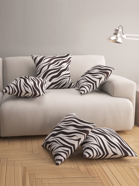 

Story@home Black Set of 5 Striped Square Cushion Covers