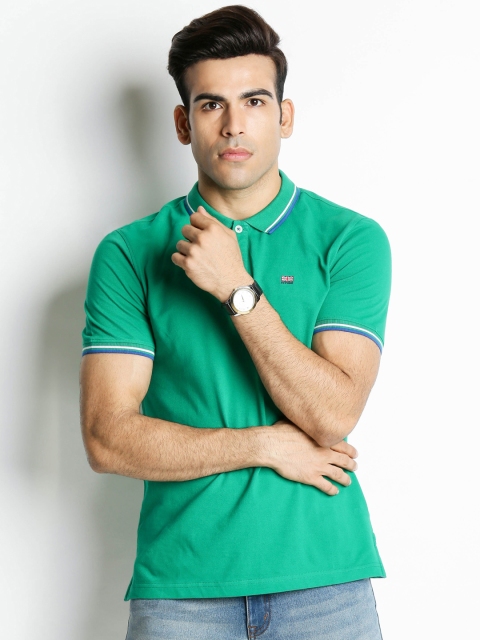 

BYFORD by Pantaloons Men Green Solid Polo Collar T-shirt