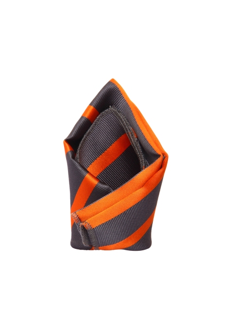 

Tossido Men Grey & Orange Striped Pocket Square